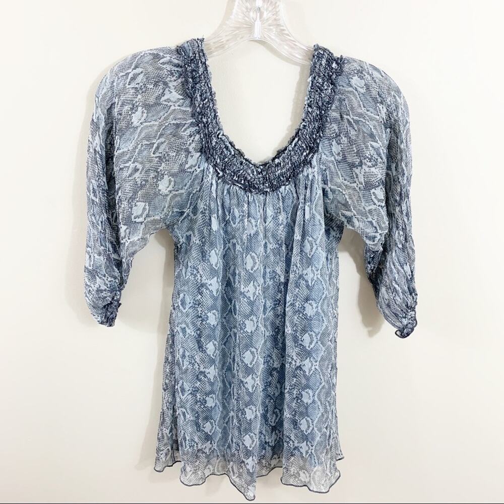 Anthro Bailey 44 silk gray snake print blouse